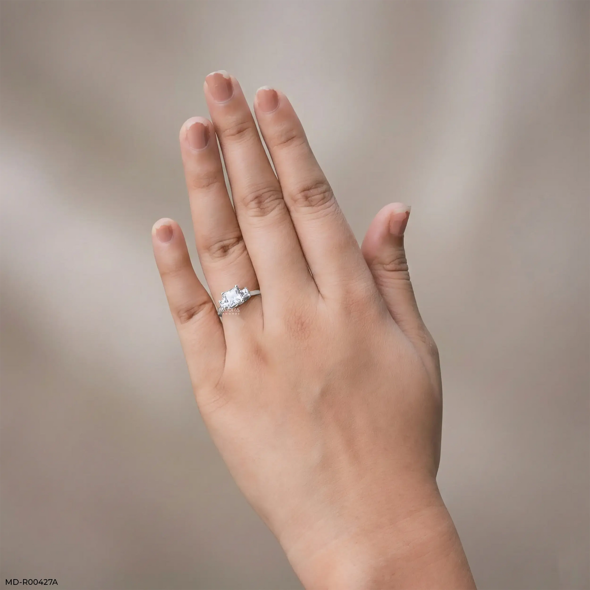 0.95 Carat Princess Three Stone Ring