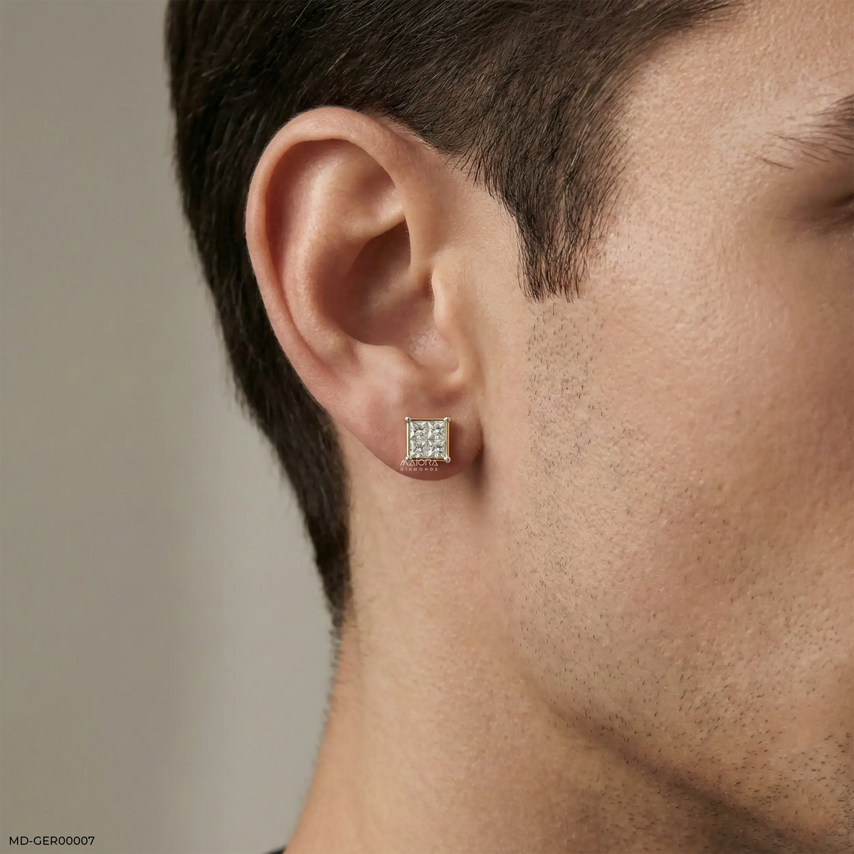 Quadra Princess Diamond Mens Stud Earring
