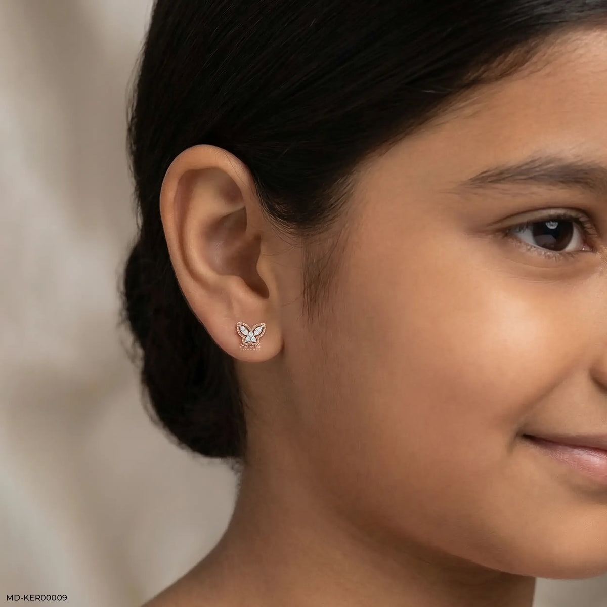 Tiny Butterfly Kids Diamond Earrings