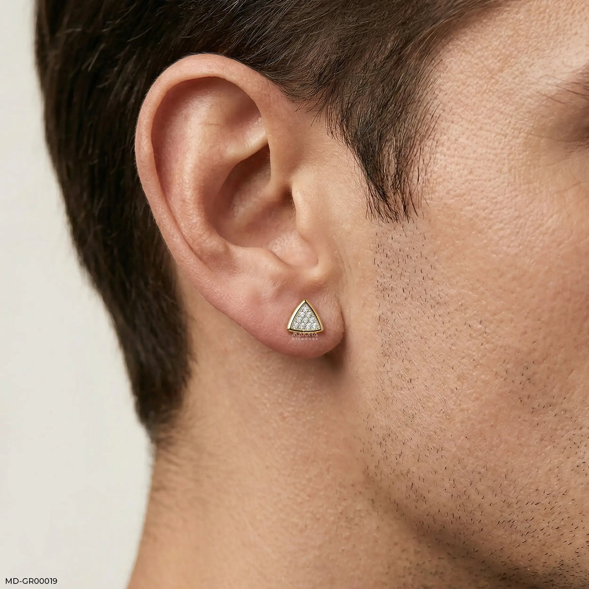Triangle Frame Diamond Mens Stud