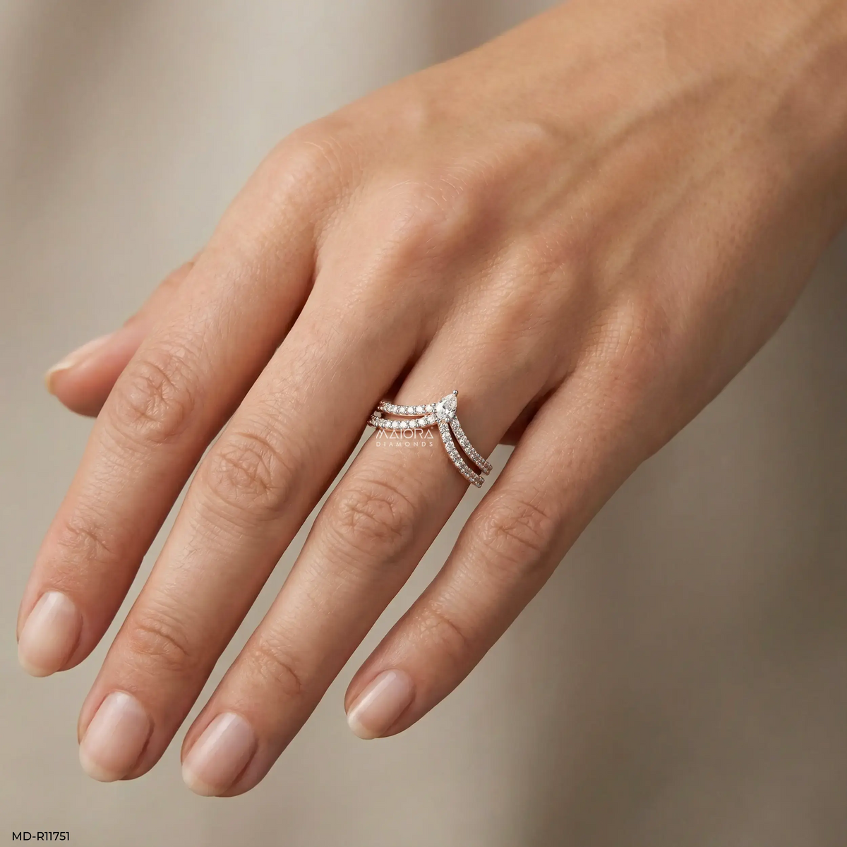 Twin Line Pear Vanki Diamond Ring