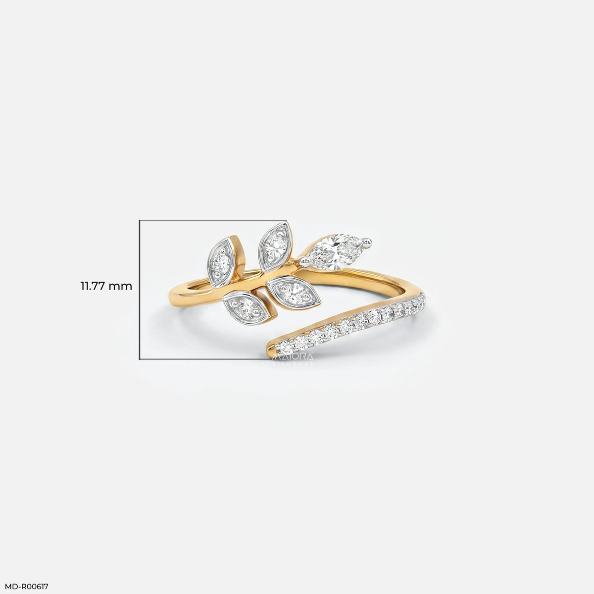 Nature Leaf Bypass Diamond Ring
