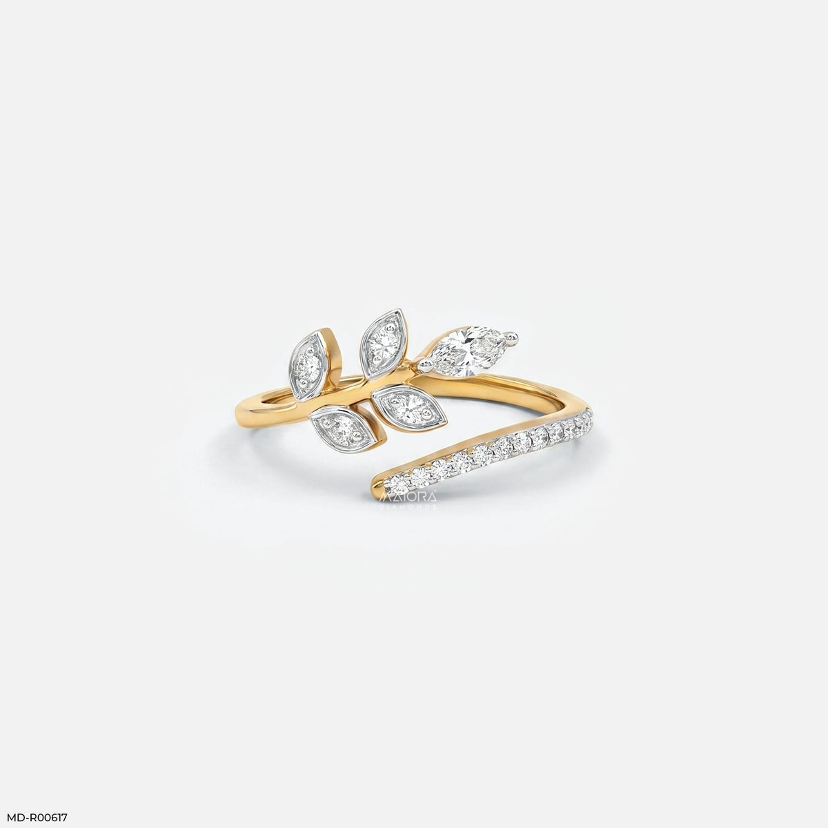 Nature Leaf Bypass Diamond Ring