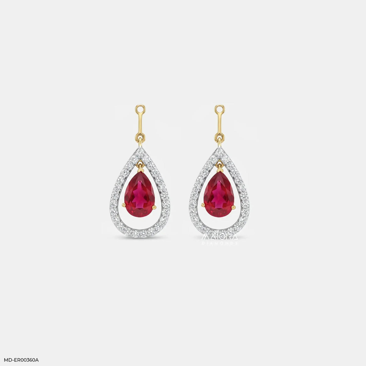 Ruby Drop Diamond Earrings
