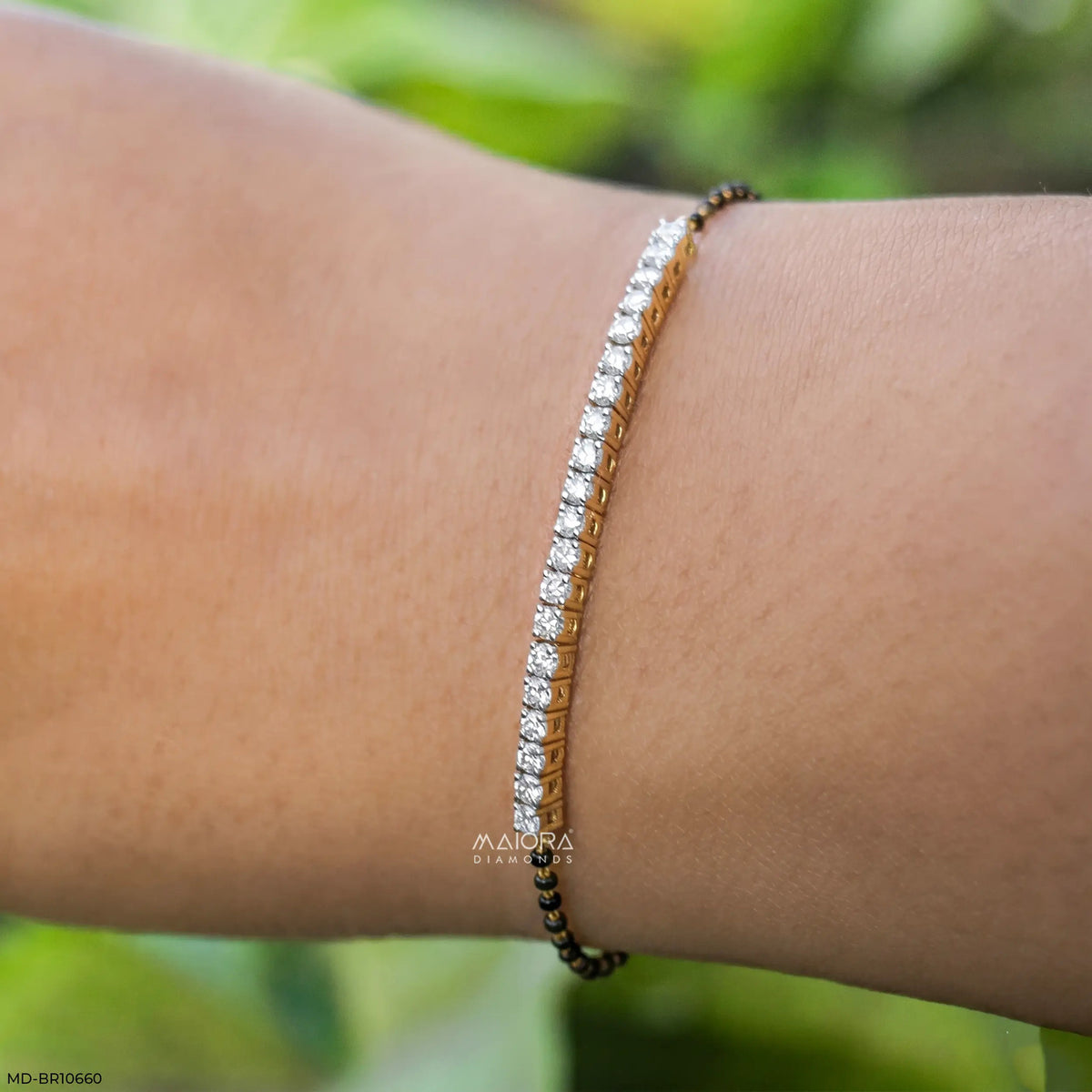 Half Tennis Diamond Mangalsutra Bracelet