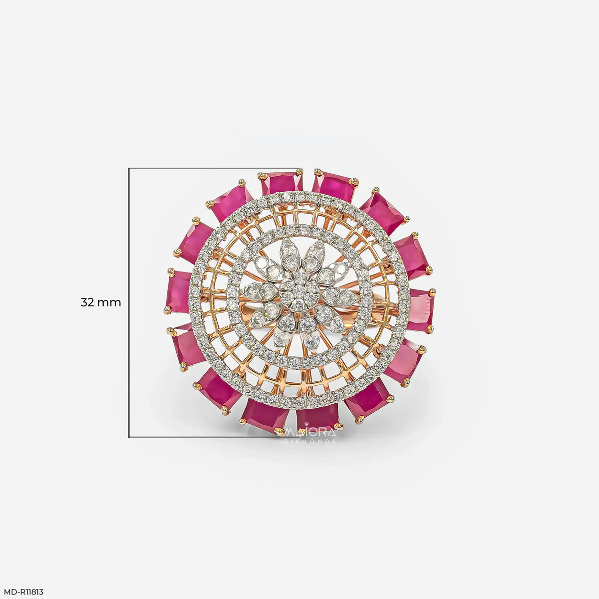 Halo Ruby Border Diamond Cocktail Ring