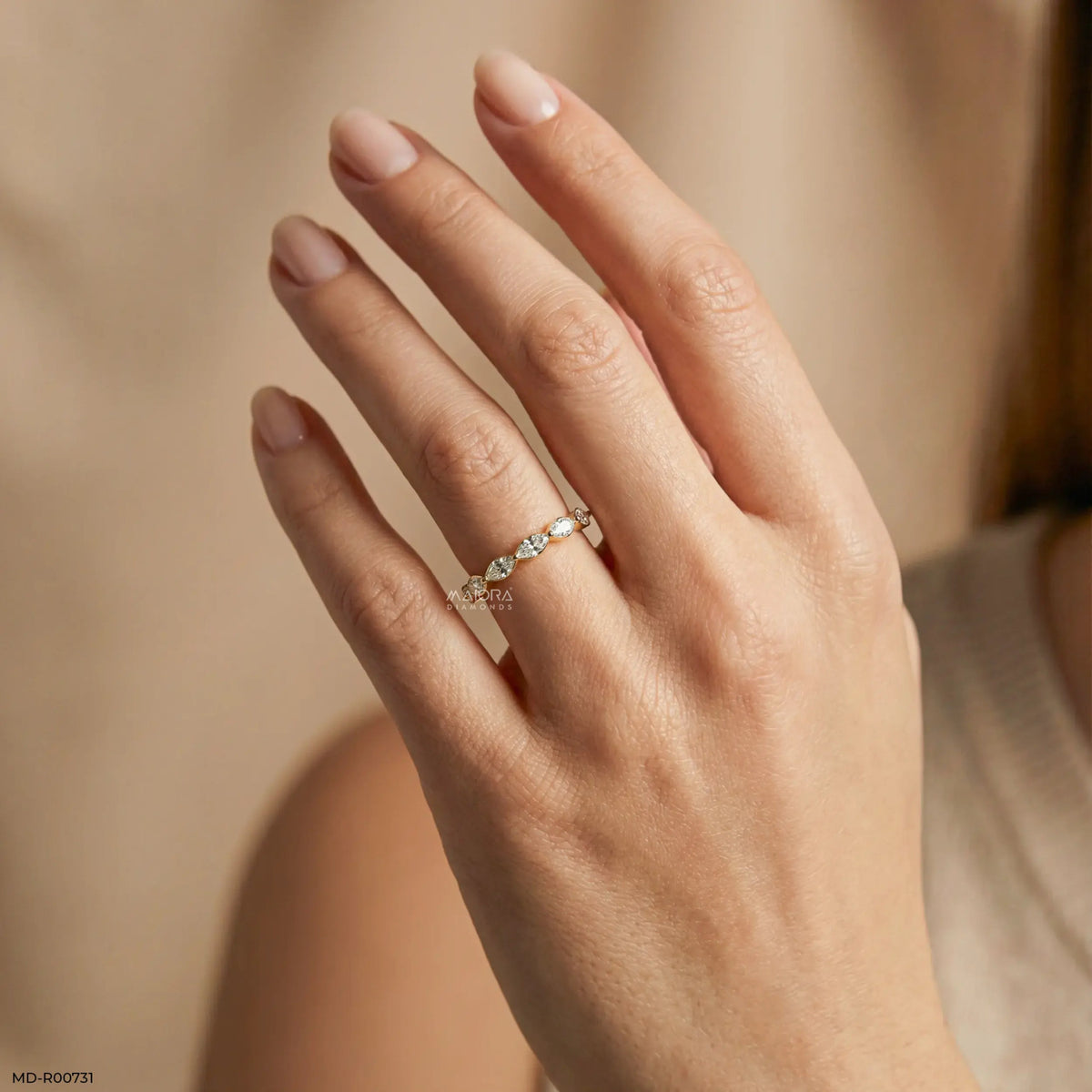 Half Serenity Marquise Diamond Ring