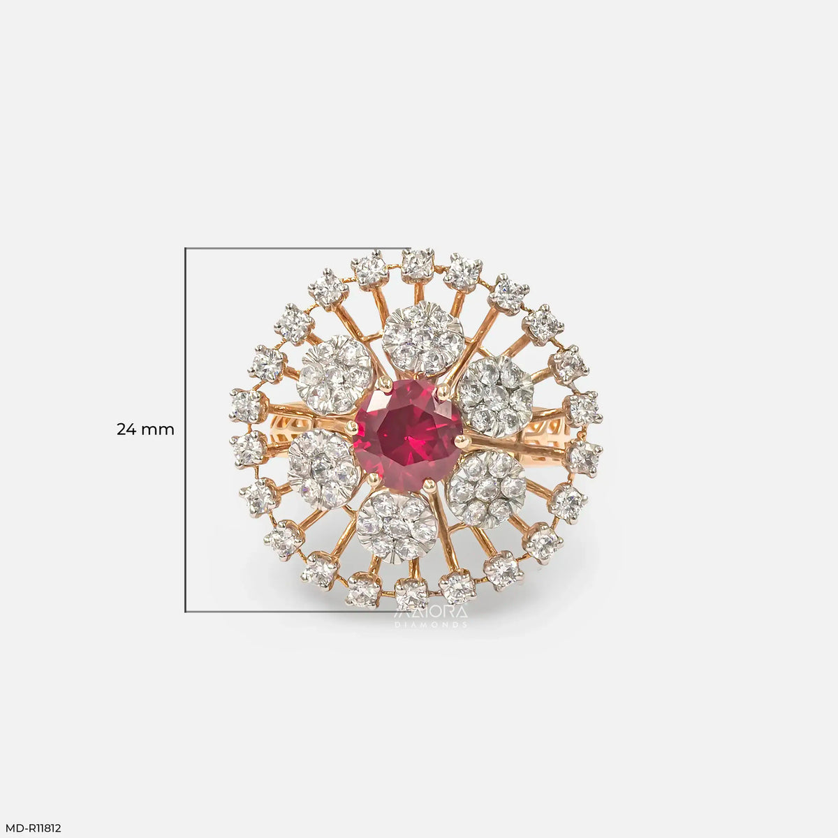 Clusters Ruby Floral Diamond Cocktail Ring