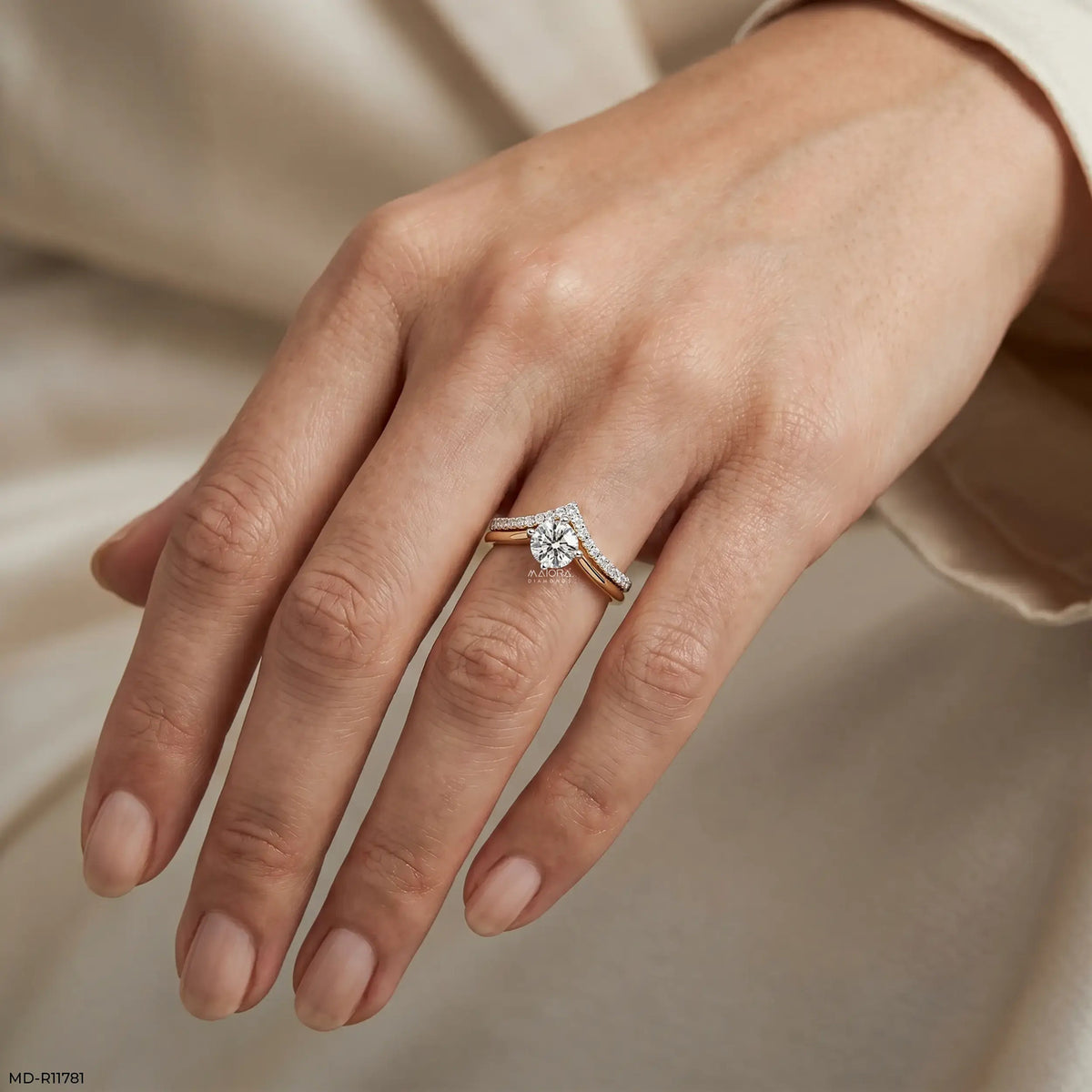 Modern Duo Solitaire Round Vanki Diamond Ring